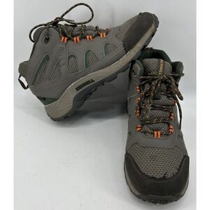 Merrell Kids Gray and Green Waterproof Hiking Boots with Orange Accents